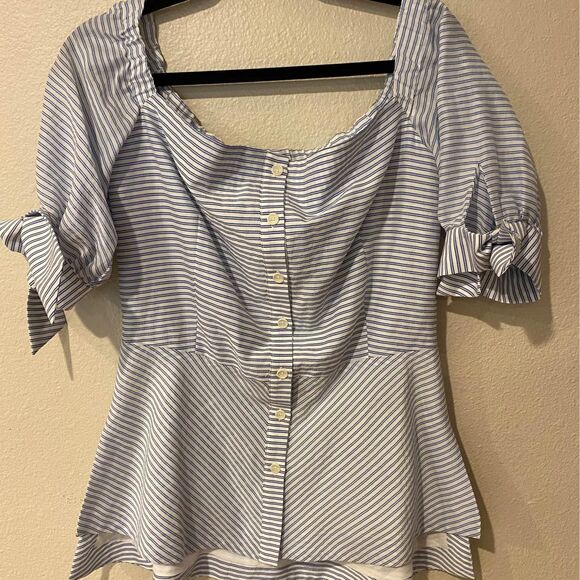 Pearl by Lela Rose Off Shoulder Summer Blouse Size 8 Silk Blend - Picture 1 of 4